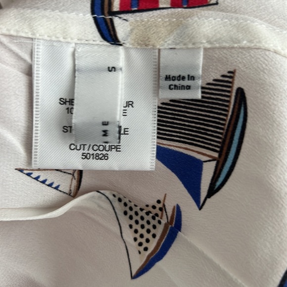 EQUIPMENT FEMME Nautical Sailboat Print 100% Silk - Picture 7 of 8